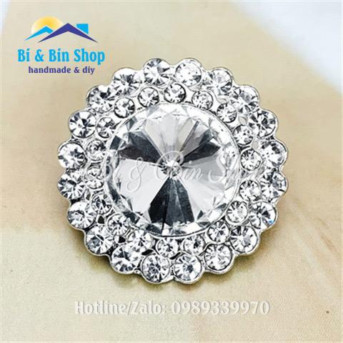 4 cái nút áo - cúc áo hạt xoàn viền xoàn đính kết trang phục thời trang, váy cưới, dạ hội