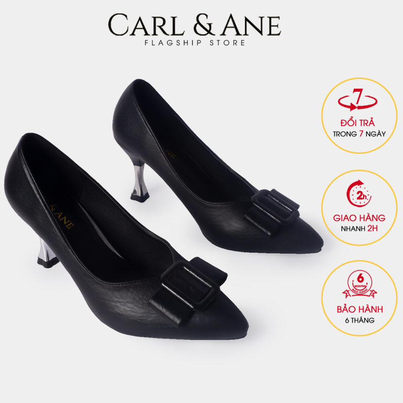 Carl & Ane - Giày cao gót thời trang nữ mũi nhọn đính khóa vuông kiểu dáng công sở cao 4cm CP008 (BA) giá rẻ