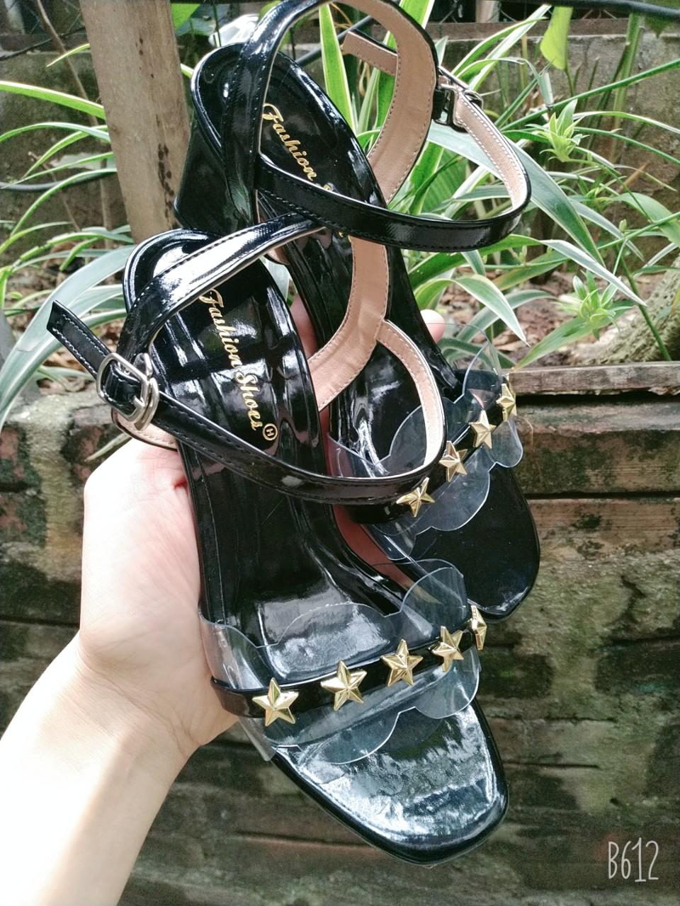 giày sandal 5 phân - quai đính đá gót trong (M6)
