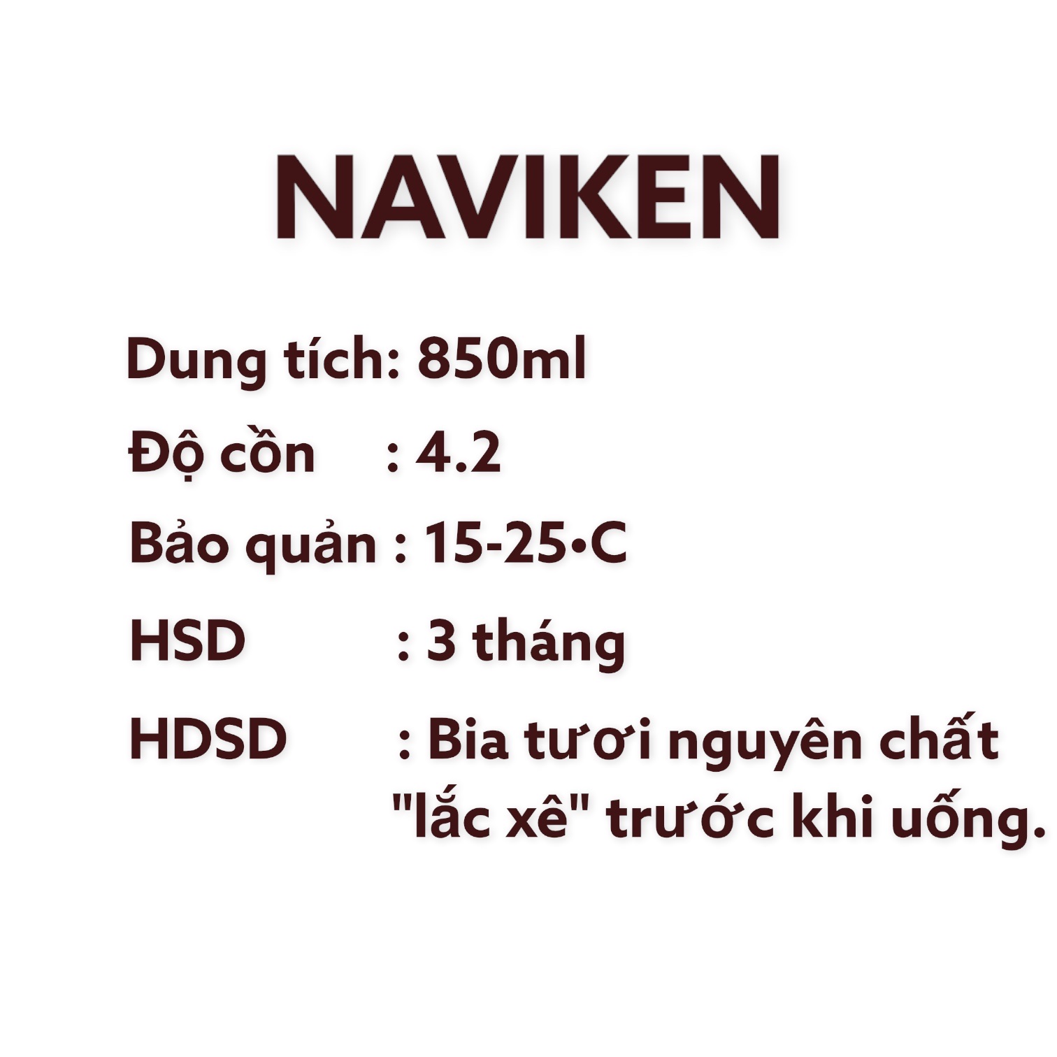 Bia Tươi Naviken (chai nhựa 850ml) CHÍNH HÃNG