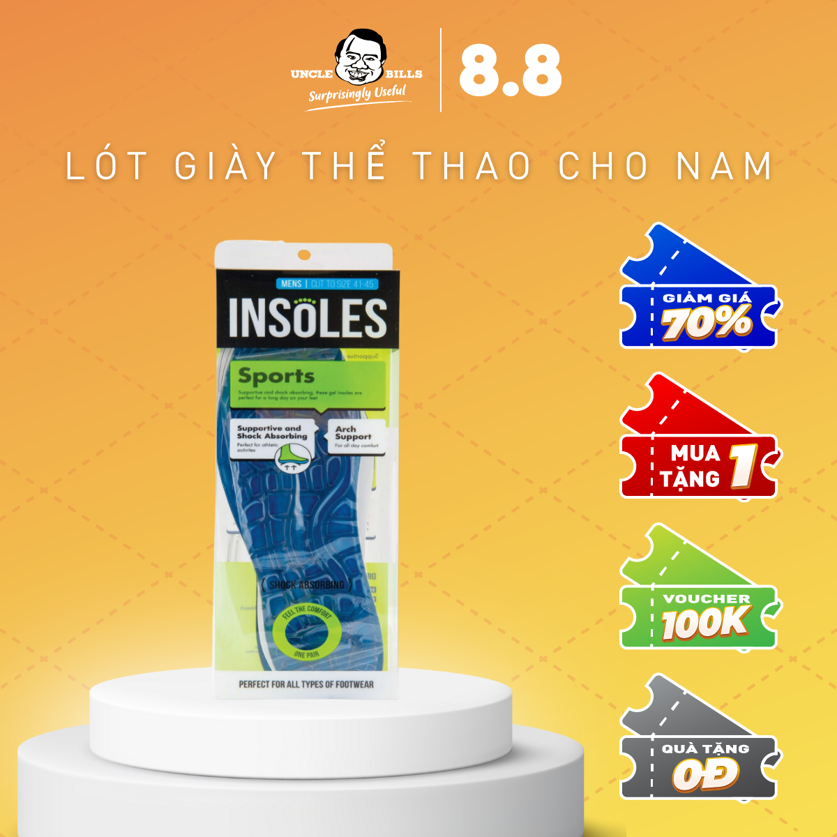 Miếng lót giày thể thao nam size 41-45 ubl ag2954