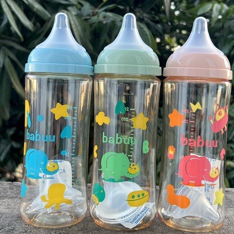 [ chọn núm S,M,L,LL] - Bình sữa cổ rộng PPSU Babuu 90ml/120ml/160ml/240ml/300ml (quà tặng hấp dẫn)