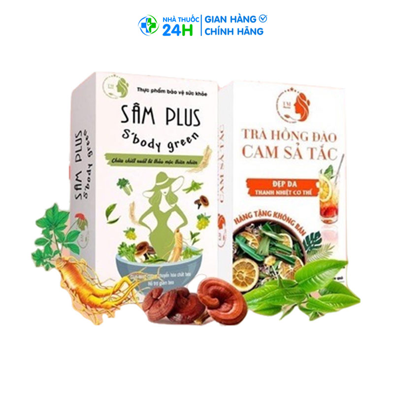 Kẹo giảm cân Sâm Plus Body Green 1 hộp 30 viên tặng kèm 1 hộp trà cam sả tắc