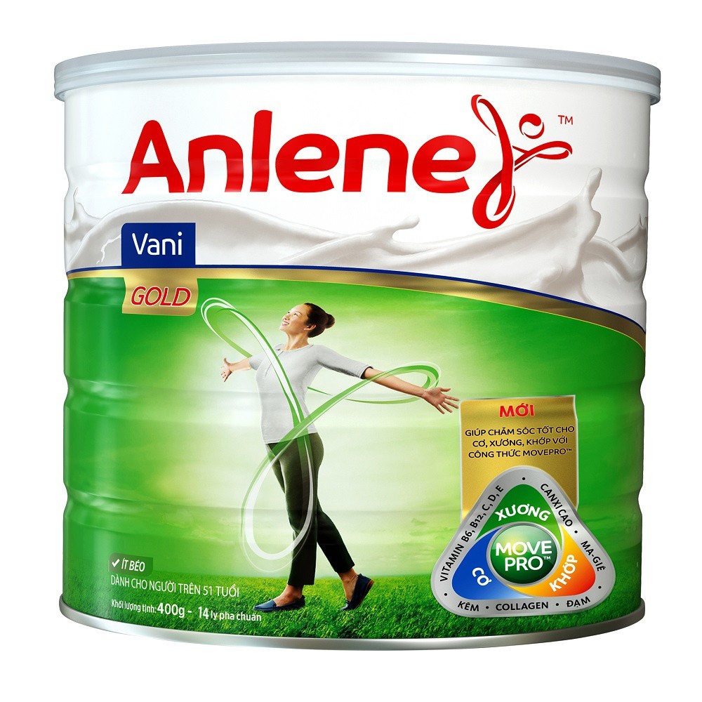 Sữa bột Anlene gold Movepro Hương Vani lon 400g ( trên 40 tuổi)