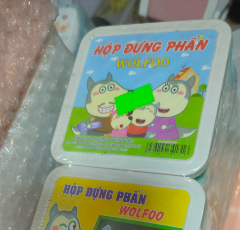 Hộp đựng phấn không bụi viết WF kèm phấn và bông lau