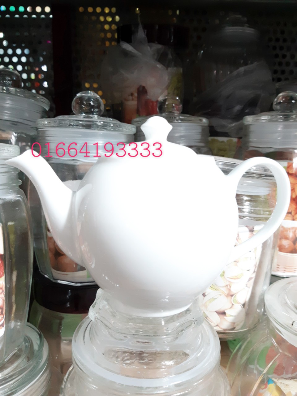 Ấm pha trà sứ trắng 500ml