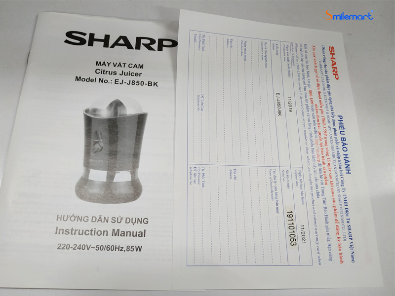 Máy Vắt Cam SHARP EJ-J850-BK, BH chính hãng 12 tháng