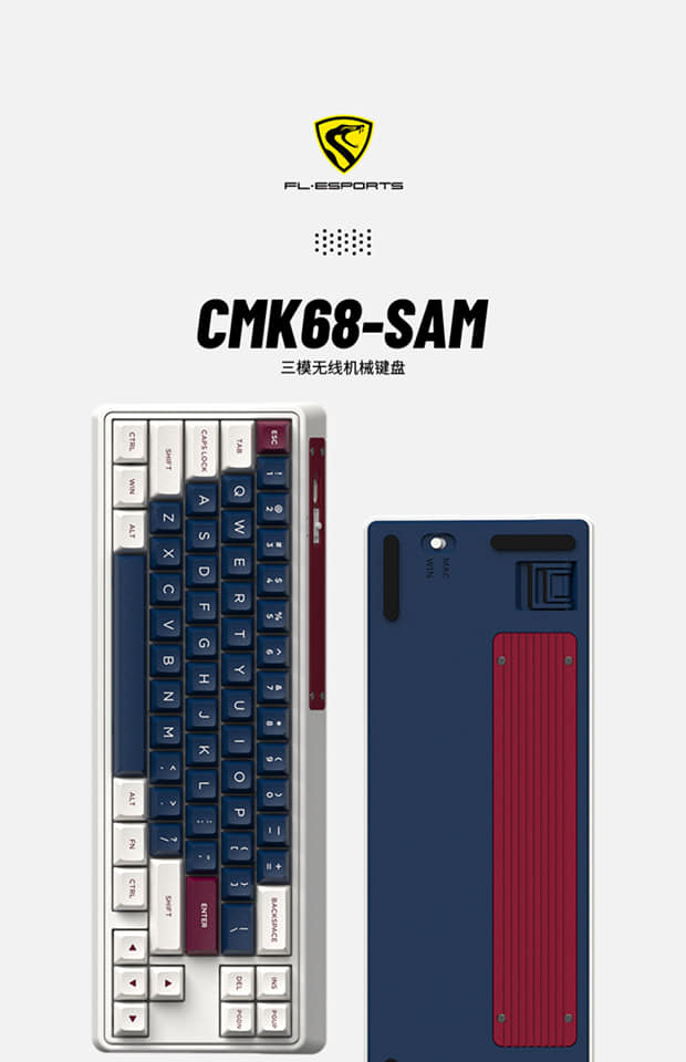 Bàn phím cơ FL-Esports CMK68 SAM Marshmallow/ Metal Heart 3 MODE l RGB/ Bluetooth / Wireless 2.4Ghz