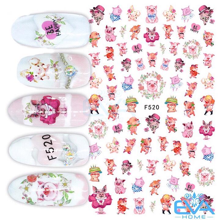 [HCM]Miếng Dán Móng Tay 3D Nail Sticker Hoạt Hình Chú Heo Dễ Thương cute F520