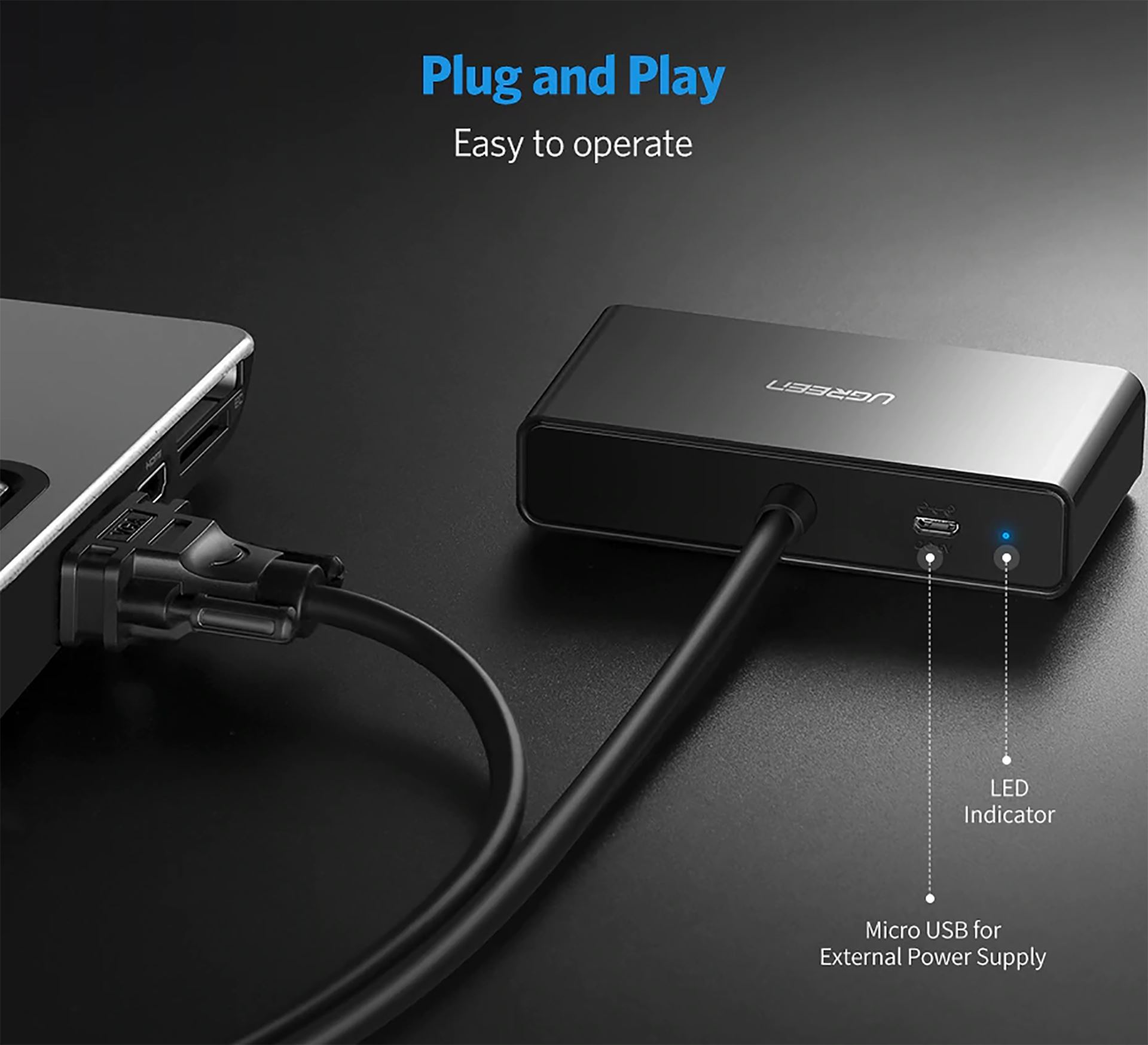 [HCM]Cáp chia cổng VGA 1 ra 2  Ugreen 40254 chính hãng