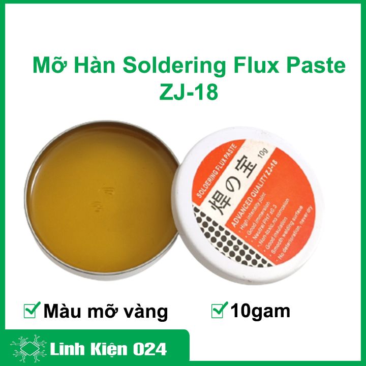 Mỡ hàn thiếc Soldering Flux Paste ZJ-18 hỗ trợ hàn mạch khối lượng thực 10g / 100g màu mỡ trắng, vàng