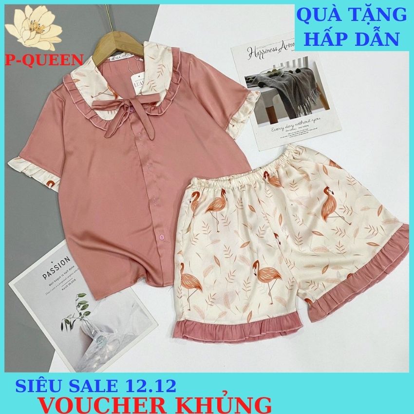 [Freeship] Đồ bộ nữ mặc nhà, set đồ ngủ lụa latin, mango cao cấp Pyjamas nữ cộc đùi, Pyjama Queen, chất lụa mềm mại, êm ái