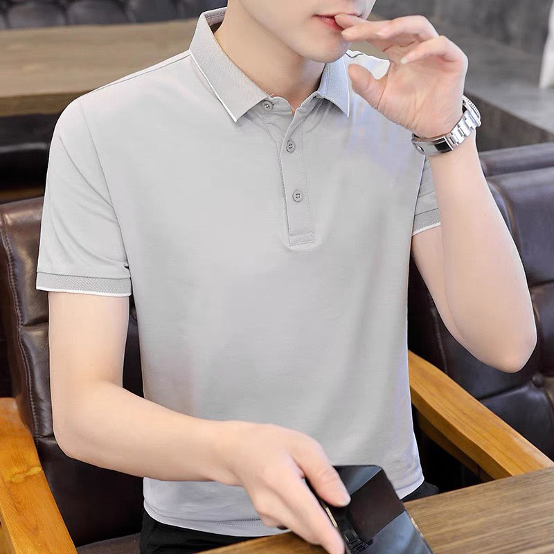 Bán nhanh Lô Áo Thun Nam Xanh Xám lợt Màu mới Vải cá sấu poly dày dặn may kỹ rất đẹp Áo thun Nam Cổ Bẻ Tay Ngắn Polo nam 1006