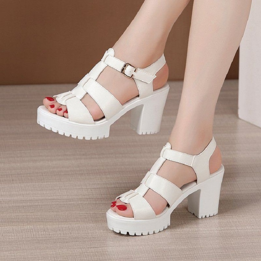 Xăng đan đế vuông răng cưa cao 7 phân