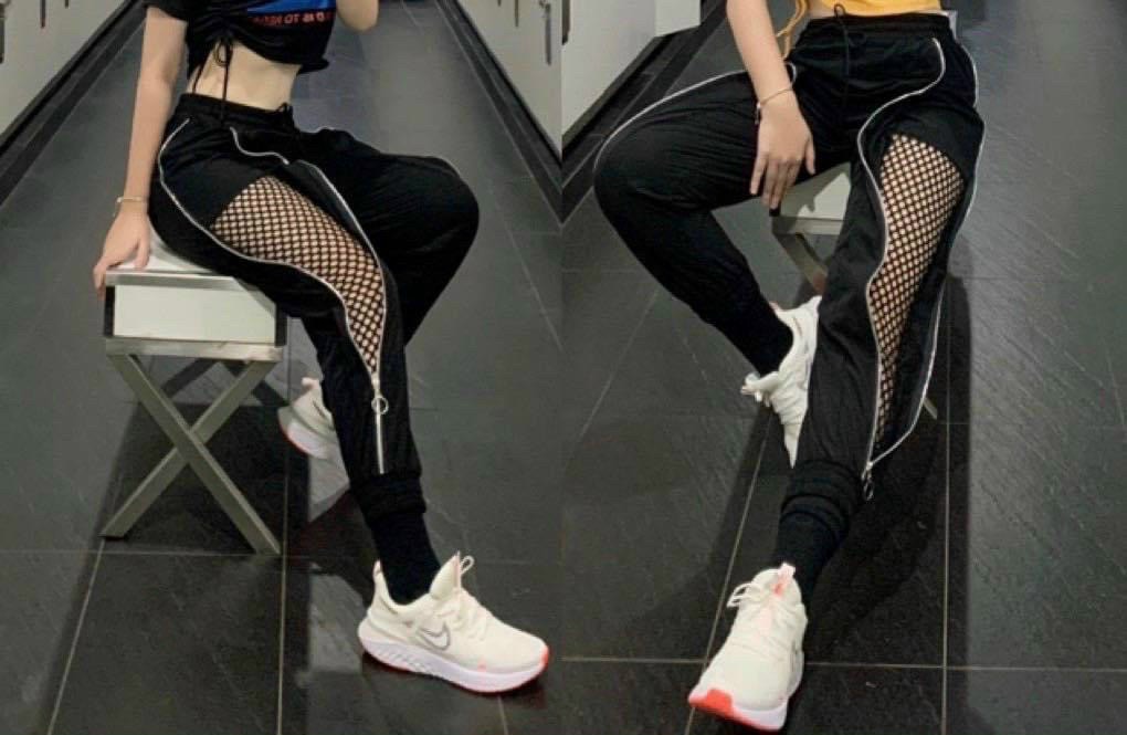 quần thể thao chất gió phối lưới