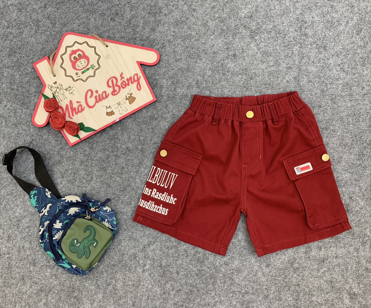 Nhà của Bống - Quần short kaki túi hộp cho bé trai in chữ SUP