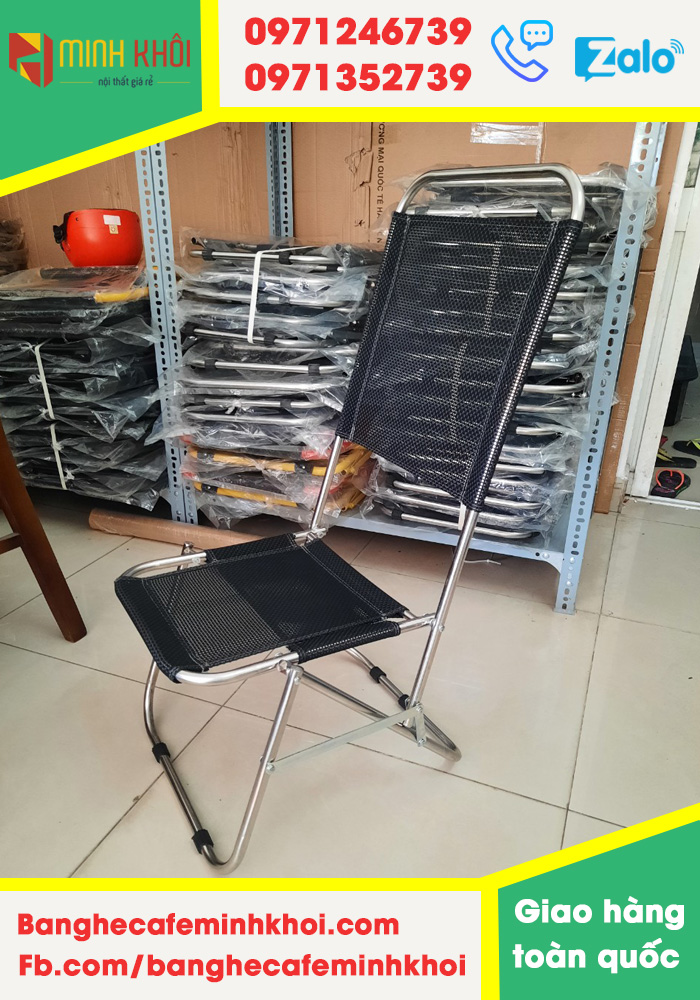 Ghế xếp cafe inox lưới dày 4.4