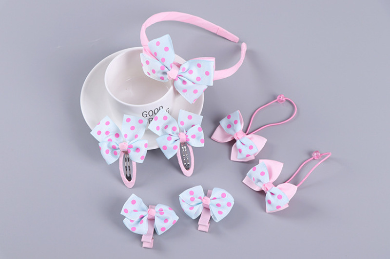 Set kẹp 7 món siêu dễ thương cho bé 1 băng đô + 2 cột tóc + 4 cái cặp tóc thiết kế kiểu dáng dễ thương cho con yêu