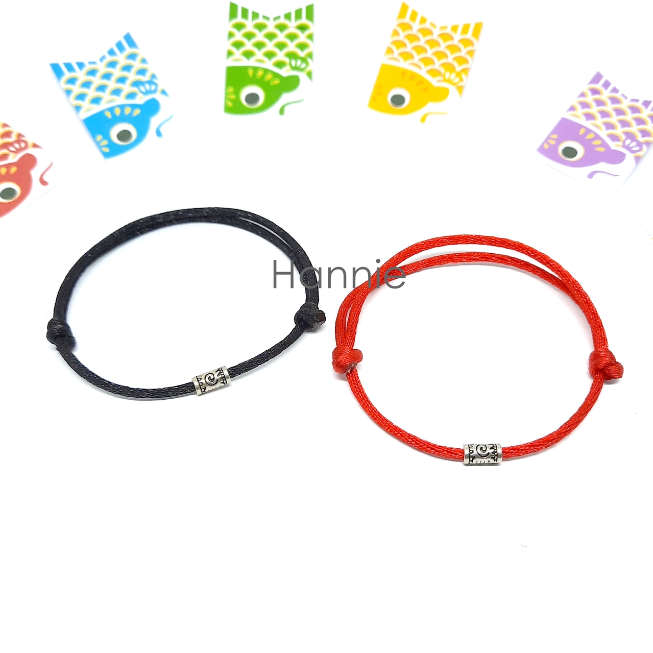 (Đỏ/Đen) Vòng tay chỉ may mắn khúc bạc khóa trượt 2mm đeo tay nam nữ - Lucky Bracelet