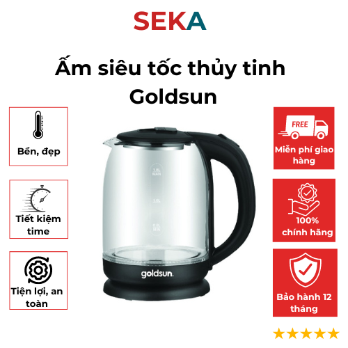 Ấm siêu tốc thủy tinh Goldsun GKT2601G