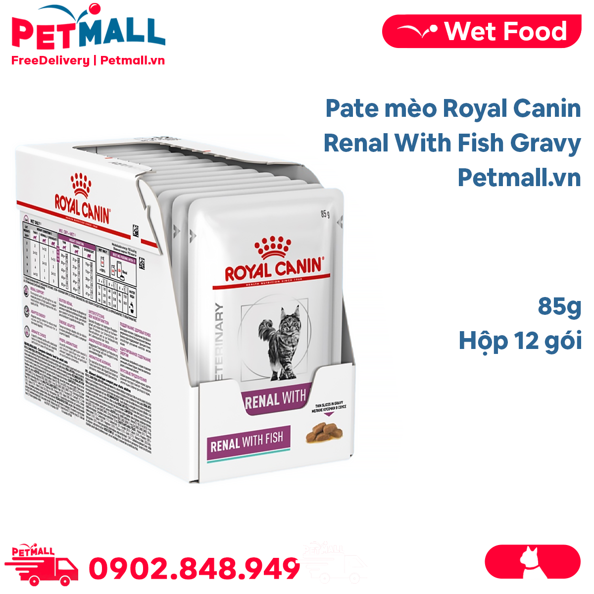 Pate mèo Royal Canin Renal With Fish Gravy 85g - hộp 12 gói Petmall