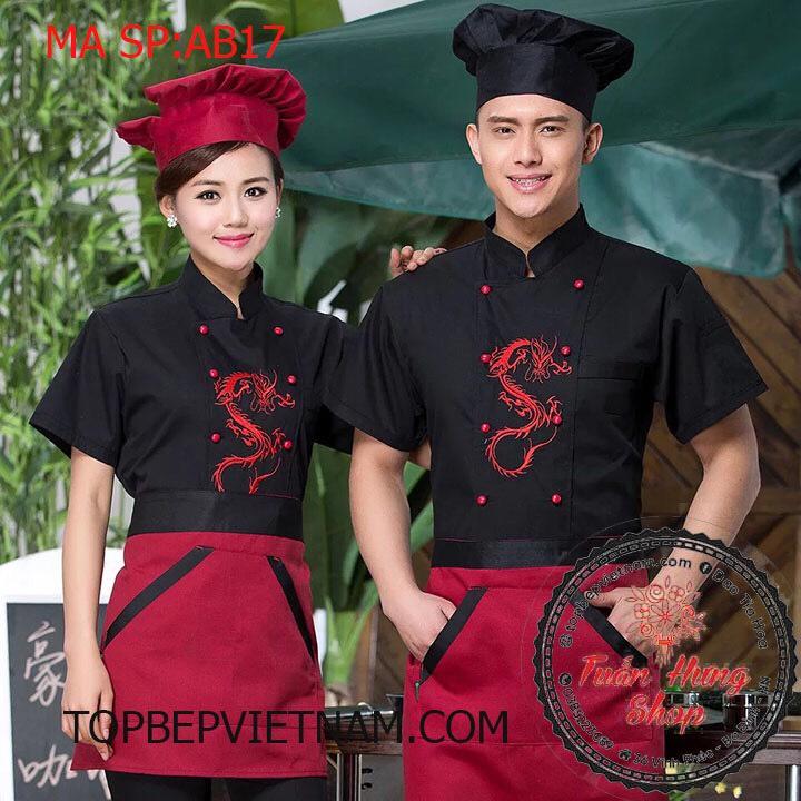 áo đầu bếp thêu rồng ab17