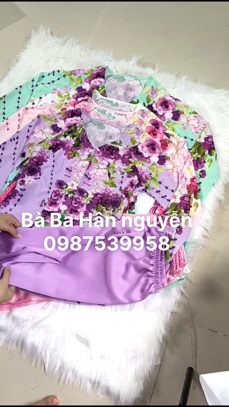 ÁO BÀ BA CỔ TIM IN LỤA PHÁP IN 4D (CÓ QUẦN )B*H