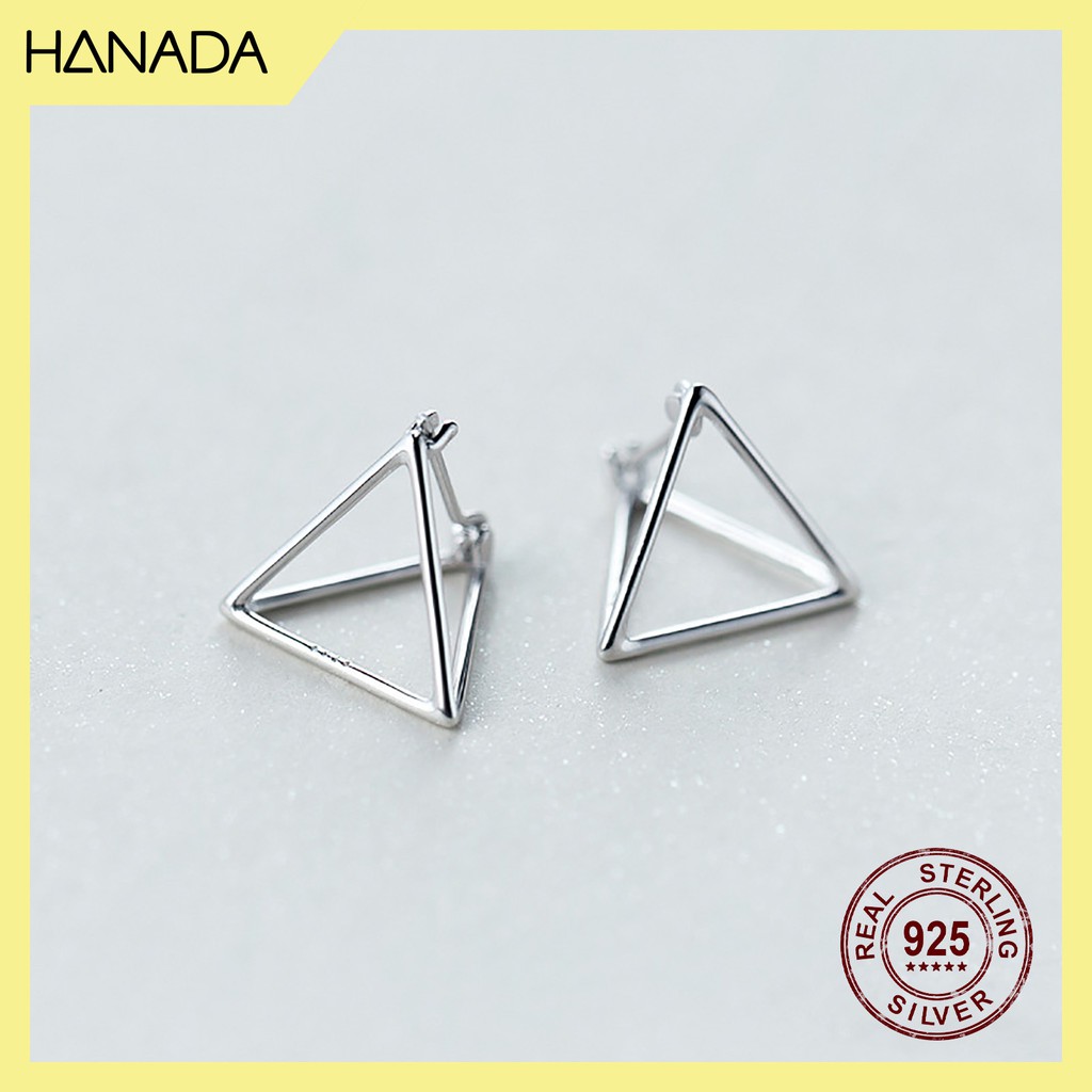 [HCM] Bông Tai Bạc 925 Hanada Tam Giác 3D 0458