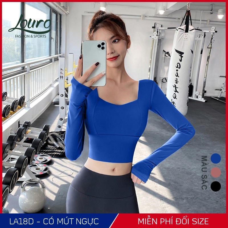 BÁO GIÁ ĐỒ TẬP ZUMBA ĐÀ NẴNG | Shopee Lazada Sendo Tiki mới nhất 48 Áo tập gym yoga dài tay nữ Louro kiểu áo croptop body gen bụng dễ kết hợp bộ đồ tập gym yoga zumba - LA18D
