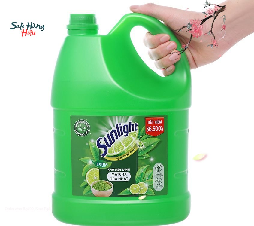 Can Nước rửa chén Sunlight 3.6kg Matcha Trà Nhật Bản