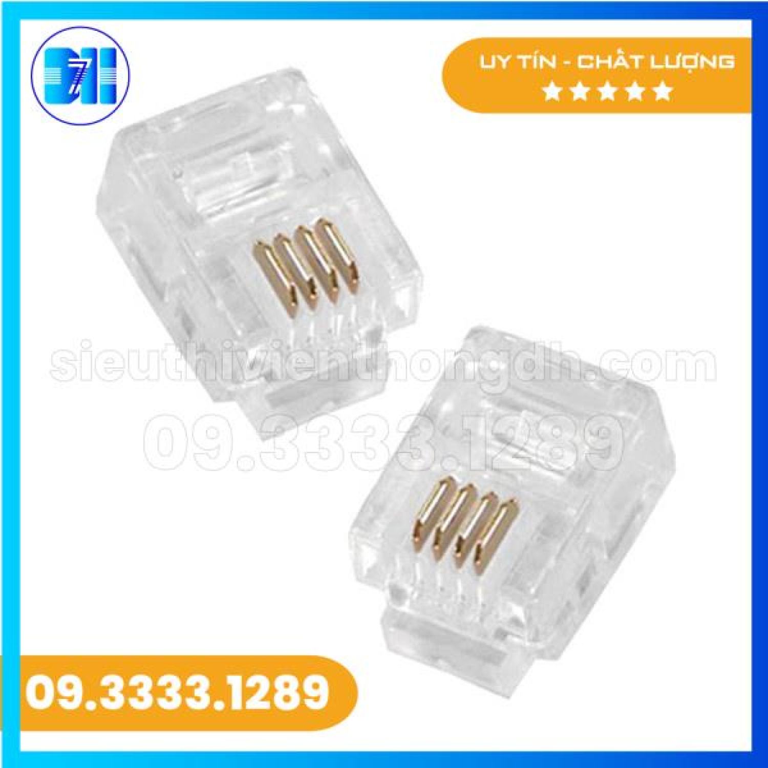 Hạt bấm mạng điện thoại RJ11 100 hạt/túi