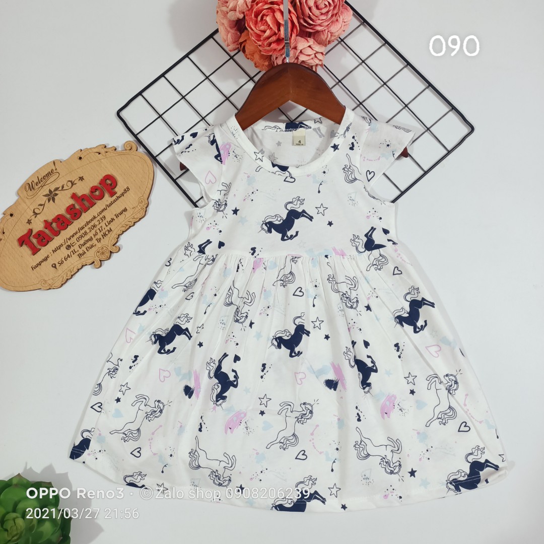 [HCM]Váy bé gái mặc nhà cotton mát 090