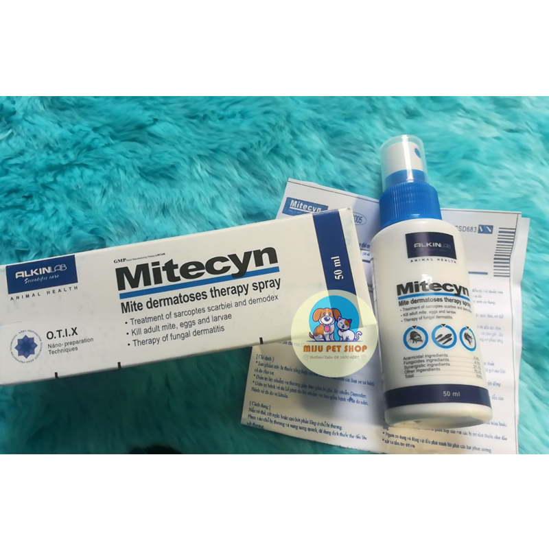 [HCM] AlKIN MITECYN 50ML dùng cho nấm,ghẻ, viêm da cho các bé chó và mèo