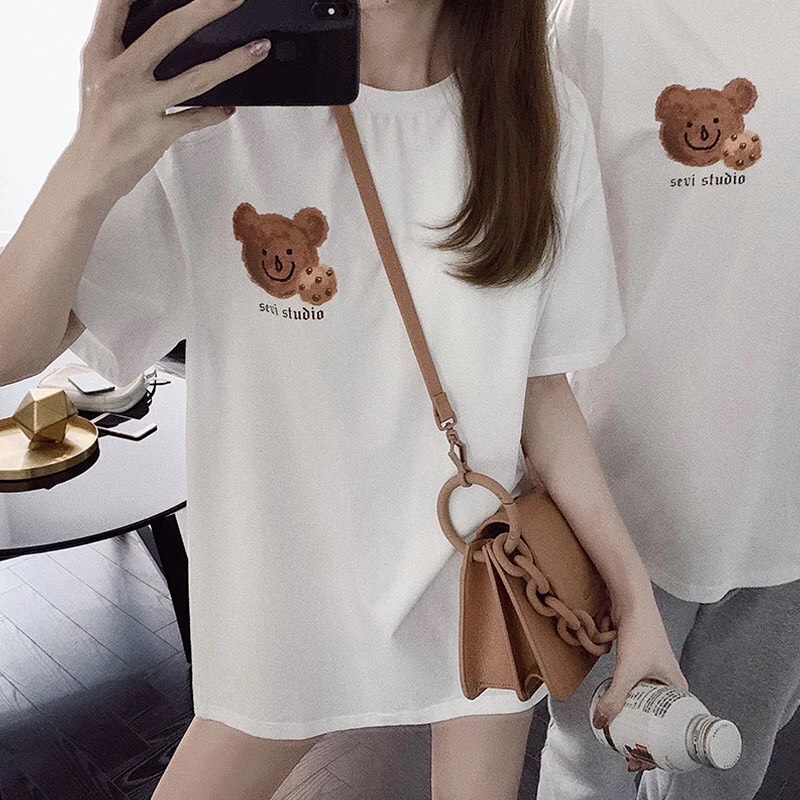 SET ÁO ĐÔI LOGO GẤU NÂU NAM NỮ ĐẦY CÁ TÍNH ( CÓ LẺ ÁO)