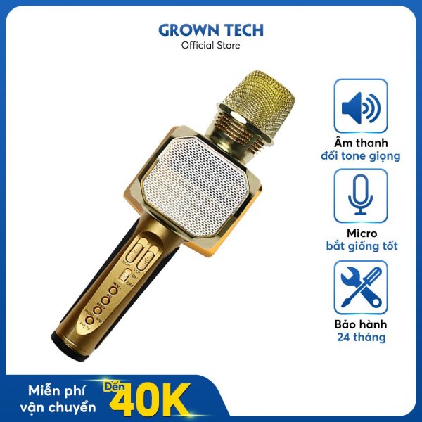 Micro bluetooth hát karaoke không dây GrownTech SD 10 đa năng, Mic hát kiêm loa blutooth âm bass cực đỉnh, mic bắt giọng rất tốt, hỗ trợ kết nối usb, thẻ nhớ, cổng 3.5