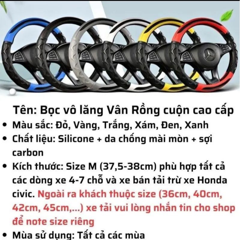 Bọc Vô Lăng Da Thật Vân Cacbon  Sang Trọng