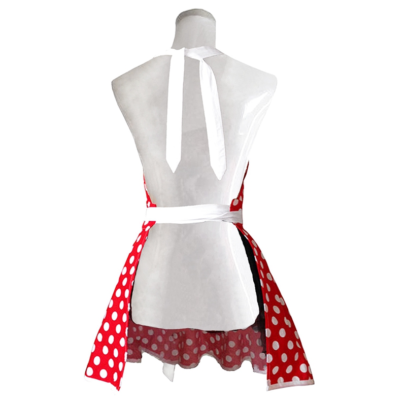 Lovely Sweetheart Red Retro Kitchen Aprons Woman Girl Cotton Polka Dot