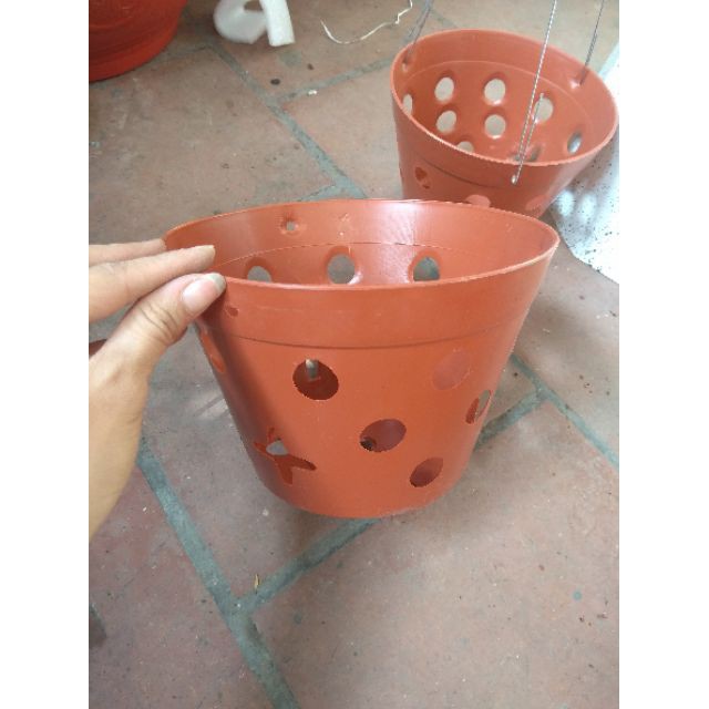 [HCM]Chậu nhựa giả gốm trồng phong lan phi 17cm