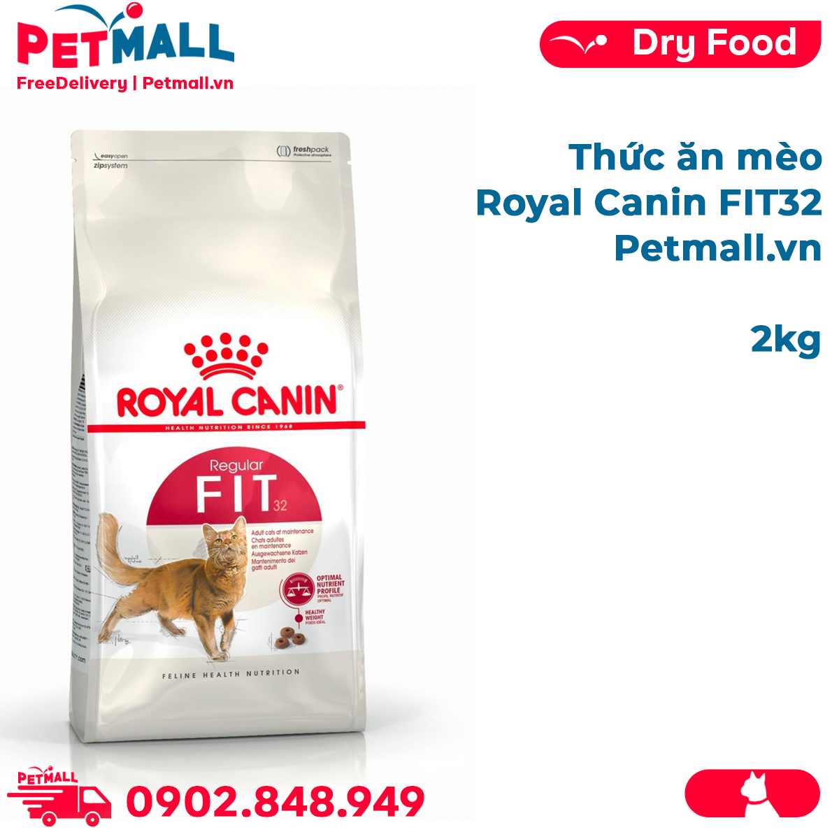 Thức ăn mèo Royal Canin FIT32 2kg Petmall