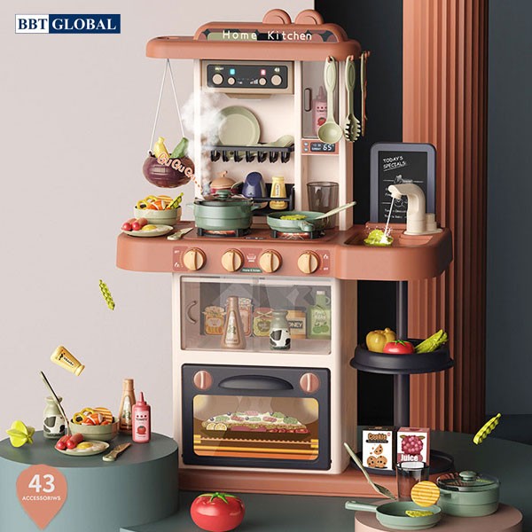 Đồ chơi nấu ăn cho bé nhiêu chức năng với 43 chi tiết, cao 72cm - TẶNG TẠP DỀ CÓ BAO TAY CHO BÉ