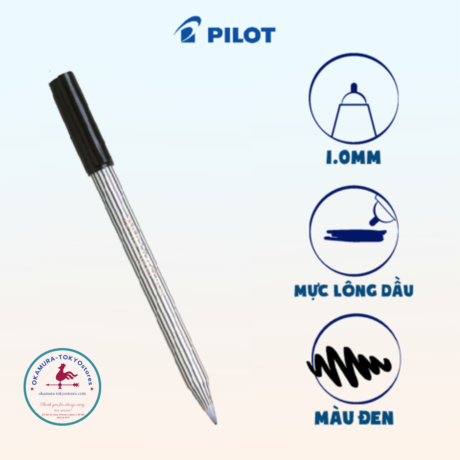 Bút ball liner mực đen ngòi 1.0mm