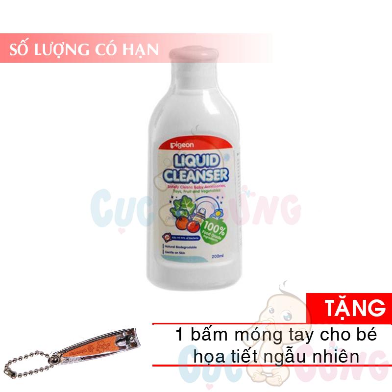 Nước rửa bình sữa Pigeon (200ml/450ml/700ml) Tặng 1 cắt móng tay họa tiết ngẫu nhiên - nuoc rua binh sua