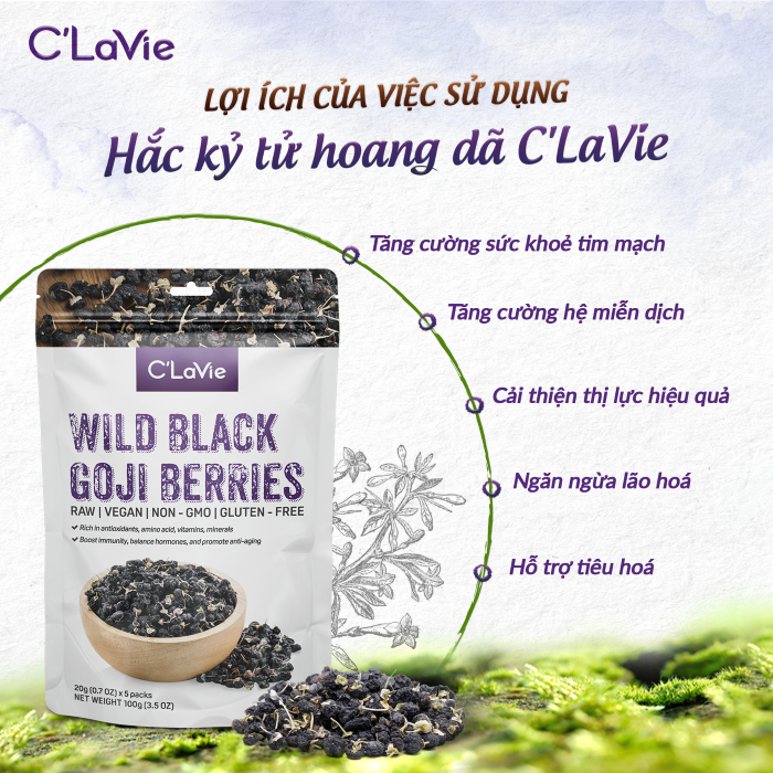 Kỷ Tử Hữu Cơ C'Lavie 170G (34G X 5 Gói)/ Hắc kỷ tử 100G - Leaf Organic HCM