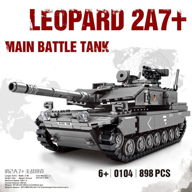 Đồ chơi Lắp ráp Mô hình Creator Expert xe tăng SY0104 Modern military germany tank Leopard zwei A sieben 2A7
