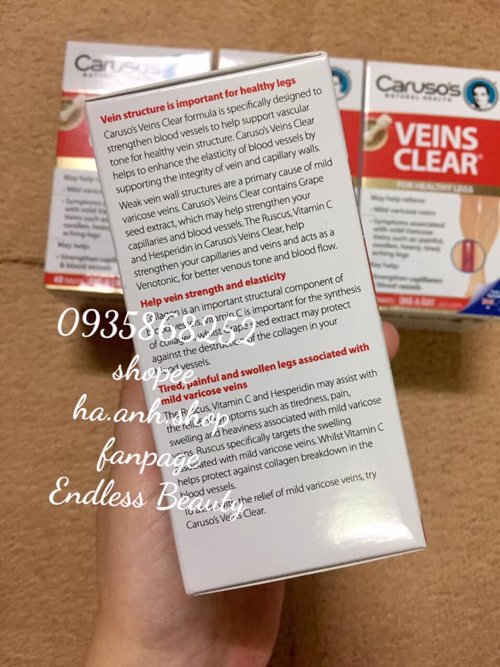 Giãn tĩnh mạch VEINS CLEAR CARUSOS 60 viên