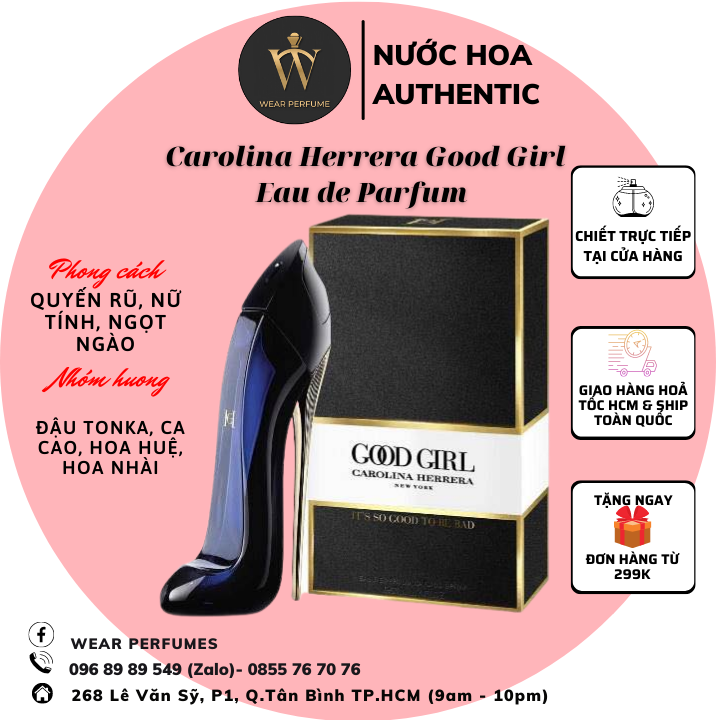 Nước Hoa Nữ Carolina Herrera Good Girl EDP - Quyến rũ, Nữ tính, Ngọt ngào - Fullsize và Chiết