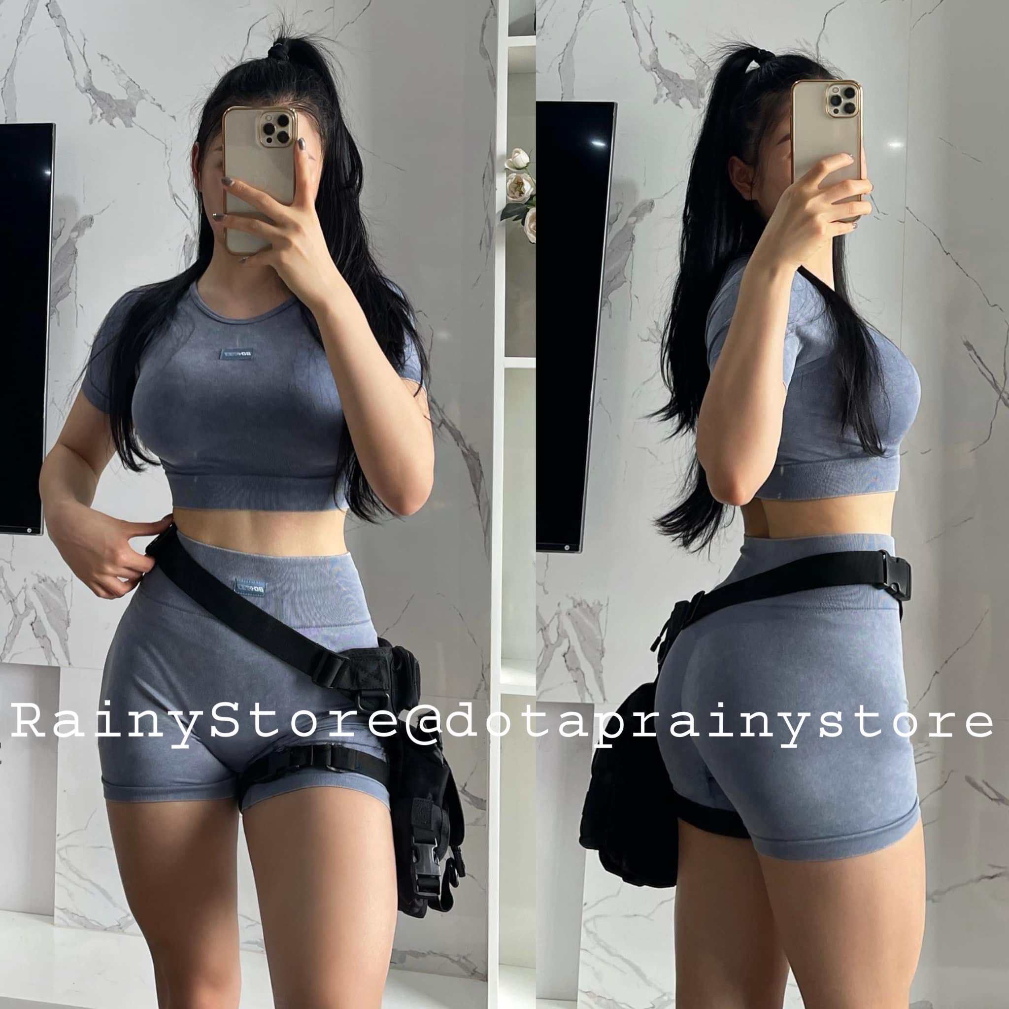 Bộ Tập BoTee Wash Crop Top Short
