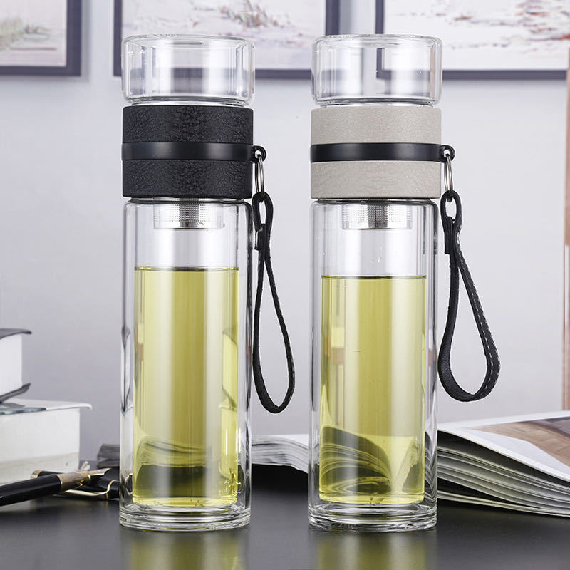 Bình thủy tinh 2 lớp lọc trà 500ml