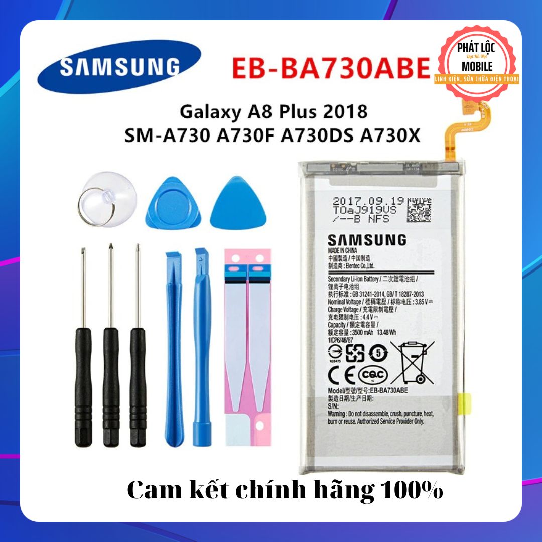 Pin Samsung Galaxy A8 Plus A730 zin chính hãng Samsung sản xuất, Pin Samsung Galaxy A8 Plus bảo hành 3 tháng, Tặng kèm bộ tua vít mở máy
