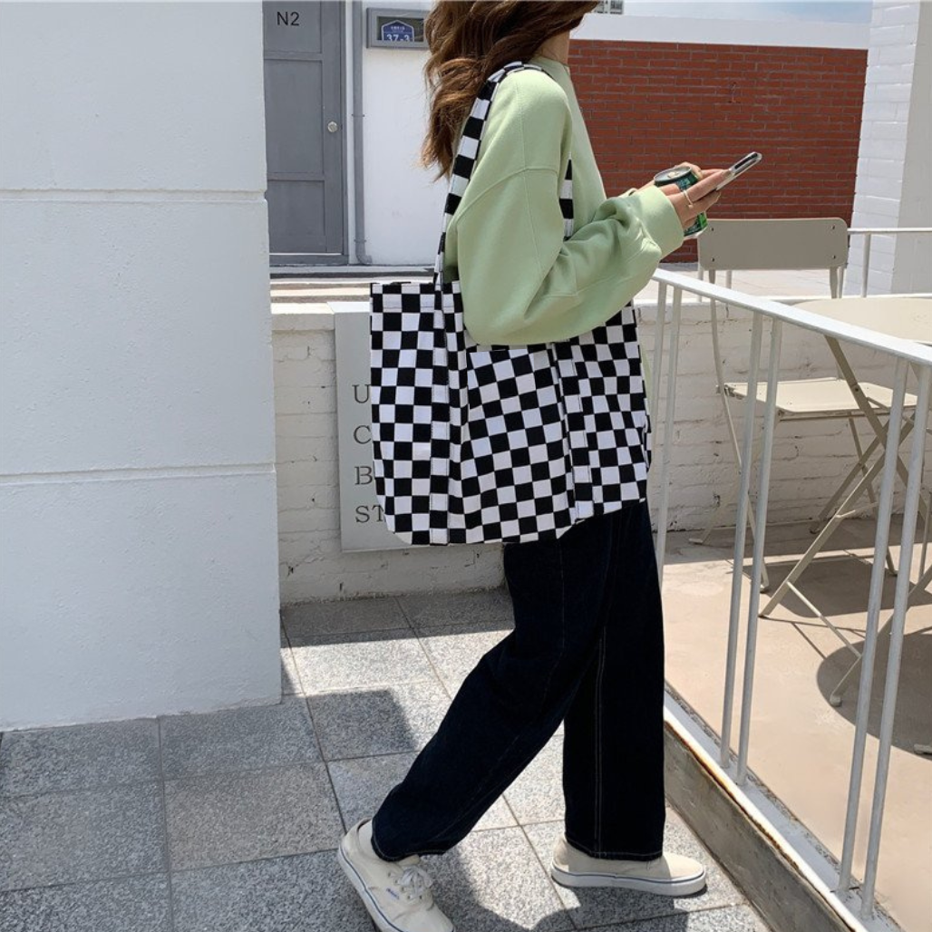 Túi tote túi vải canvas phong cách Hàn quốc, có khóa miệng ngăn phụ bên trong thời trang ulzzang-TALI STORE
